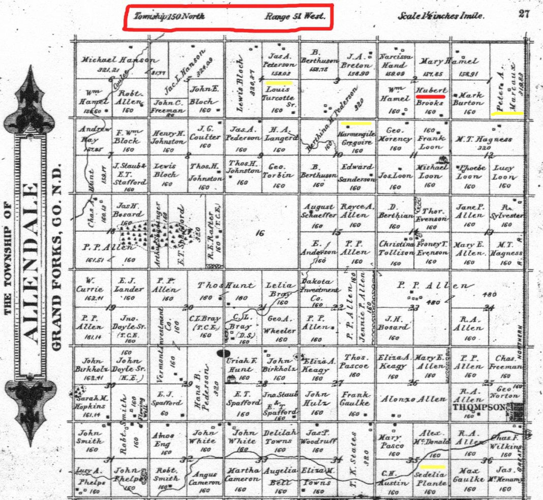 1893 Land Ownership Map of Allendale Township, Grand Forks 